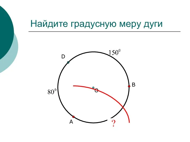 Найдите градусную меру дуги А О В D ?