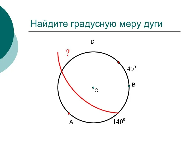 Найдите градусную меру дуги А О В D ?