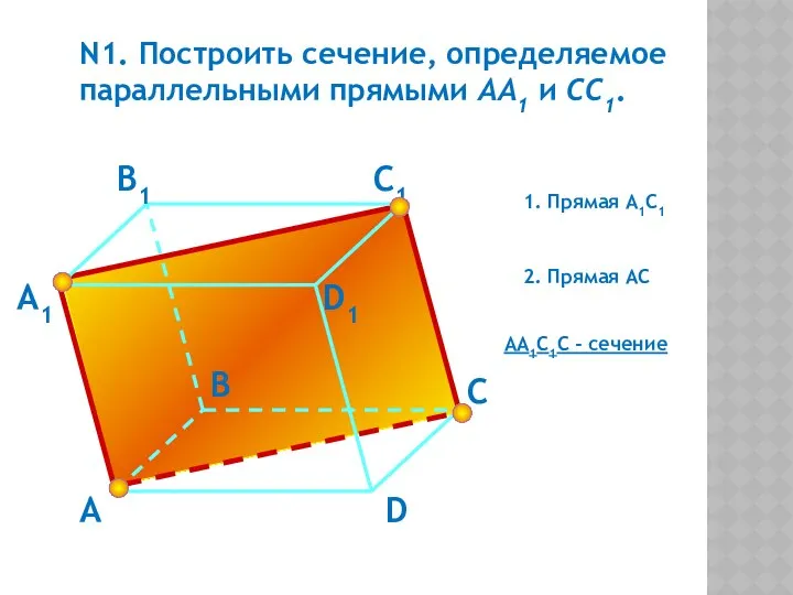 N1. Построить сечение, определяемое параллельными прямыми АА1 и CC1. А А1