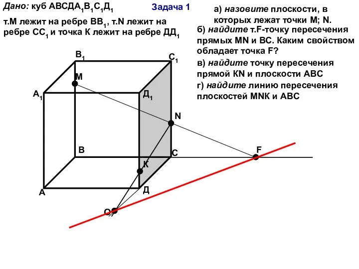 Задача 1 А В С Д А1 В1 С1 Д1 М