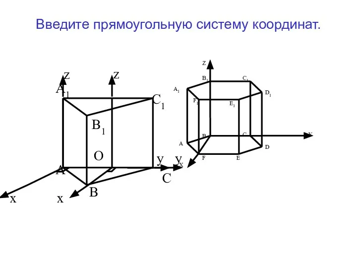 Введите прямоугольную систему координат.