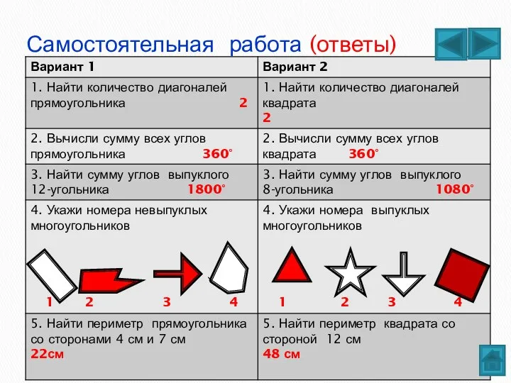 Самостоятельная работа (ответы)