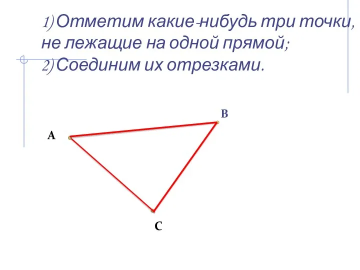 1) Отметим какие-нибудь три точки, не лежащие на одной прямой; 2)