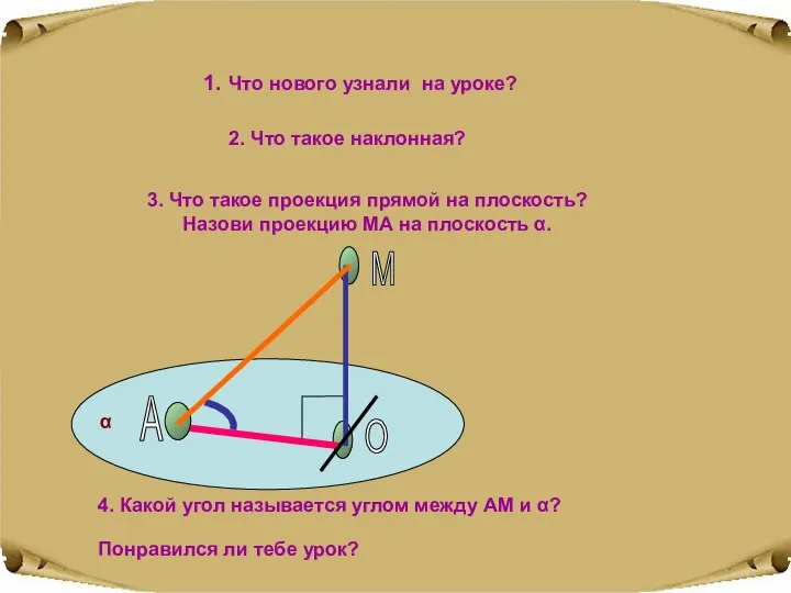 1. Что нового узнали на уроке? М О А 2. Что