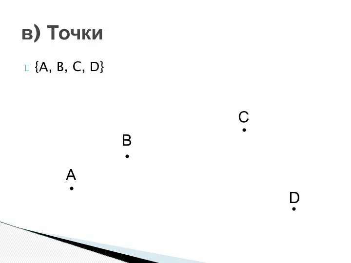 {A, B, C, D} в) Точки A B C D