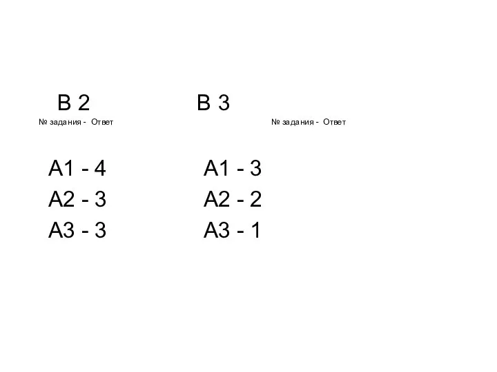 В 2 В 3 № задания - Ответ № задания -