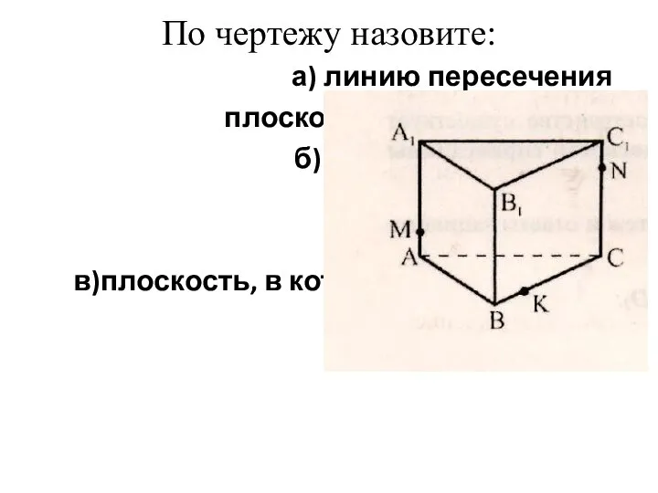 По чертежу назовите: а) линию пересечения плоскостей (АВС) и (АА₁В₁); б)плоскости,