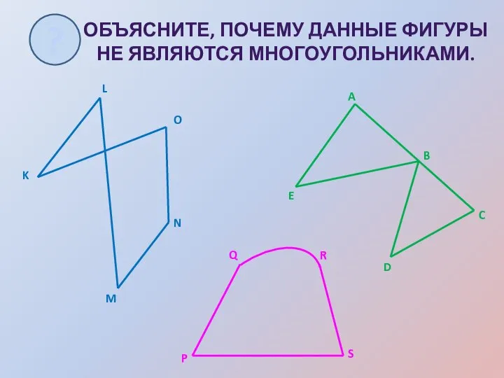 ОБЪЯСНИТЕ, ПОЧЕМУ ДАННЫЕ ФИГУРЫ НЕ ЯВЛЯЮТСЯ МНОГОУГОЛЬНИКАМИ.