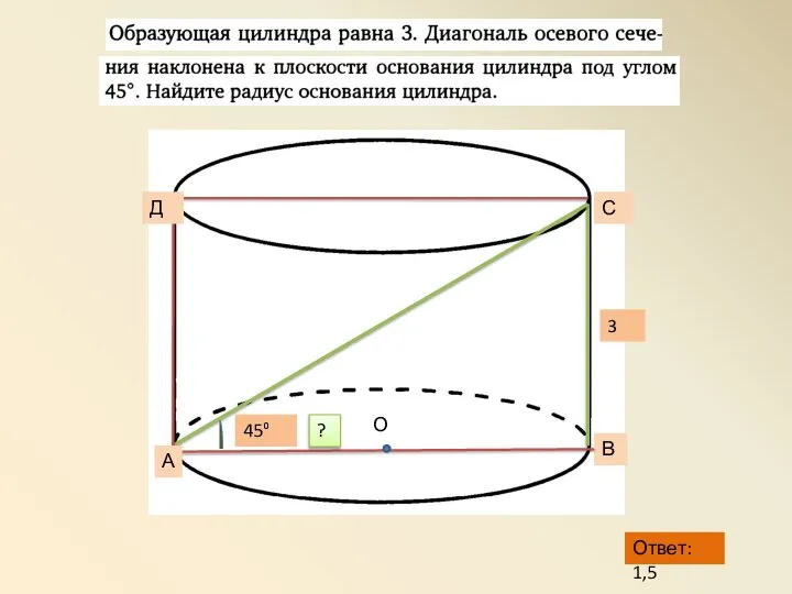 В С А Д О ? 45⁰ 3 Ответ: 1,5