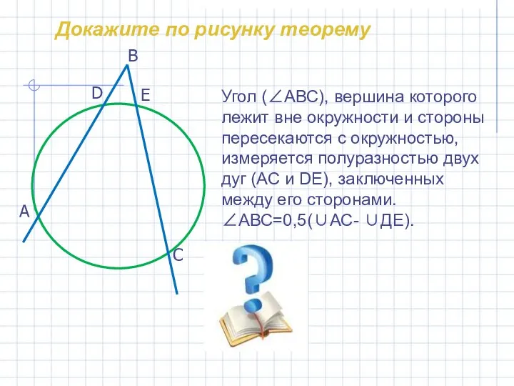 Угол (∠АВС), вершина которого лежит вне окружности и стороны пересекаются с