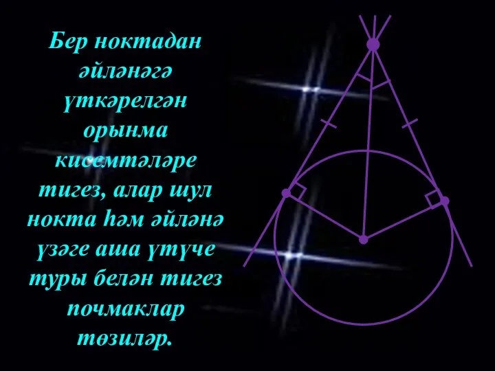 Бер ноктадан әйләнәгә үткәрелгән орынма кисемтәләре тигез, алар шул нокта һәм