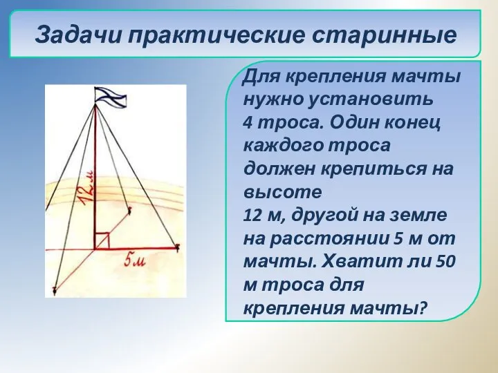 Для крепления мачты нужно установить 4 троса. Один конец каждого троса