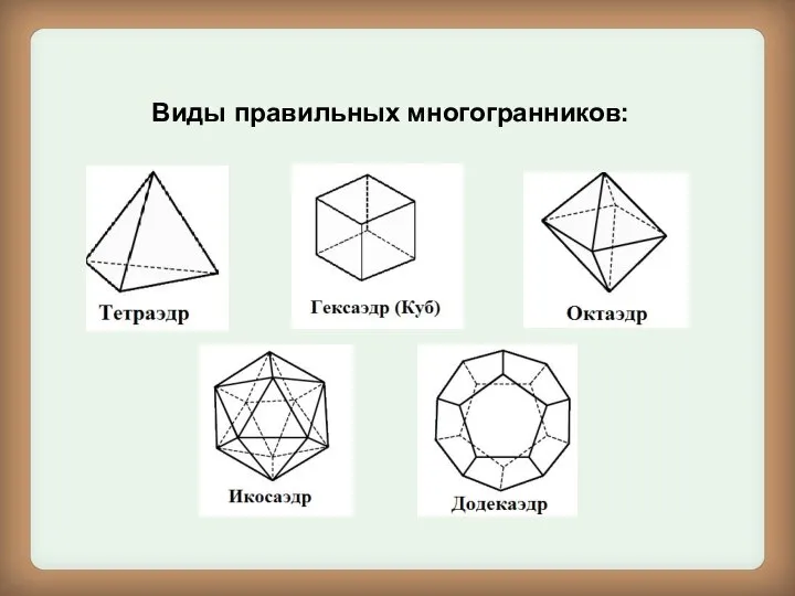 Виды правильных многогранников: