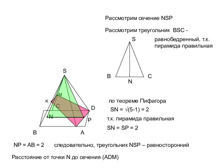 А В С D S M K N P Рассмотрим сечение