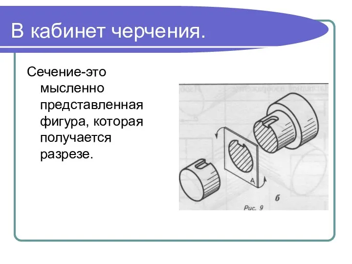 В кабинет черчения. Сечение-это мысленно представленная фигура, которая получается разрезе.