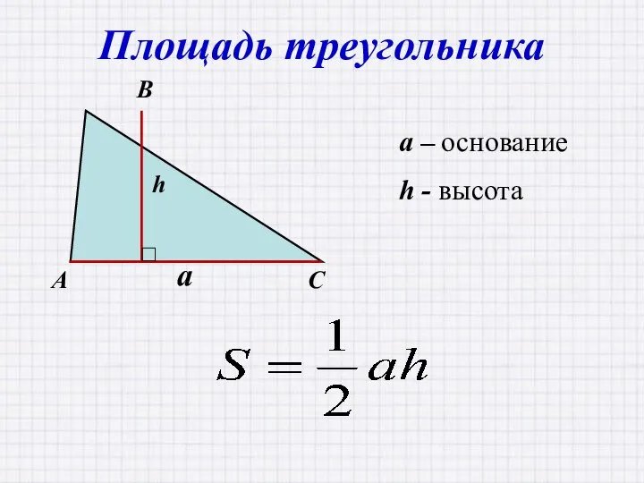 Площадь треугольника a – основание h - высота