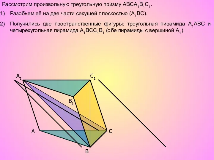 A B C B1 A1 C1 C A1 B Рассмотрим произвольную