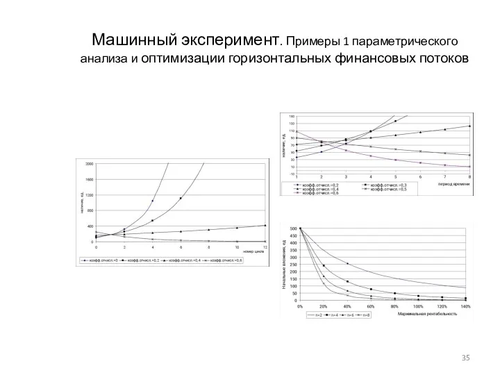 Машинный эксперимент. Примеры 1 параметрического анализа и оптимизации горизонтальных финансовых потоков