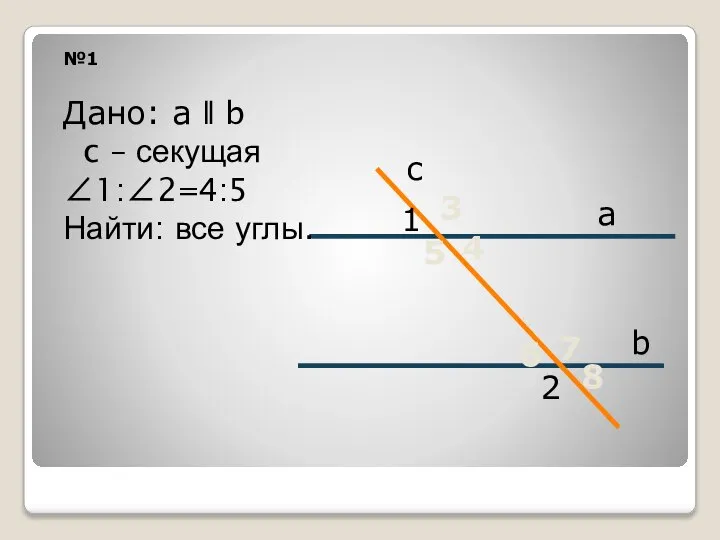 №1 а b c 1 2 Дано: a ǁ b c