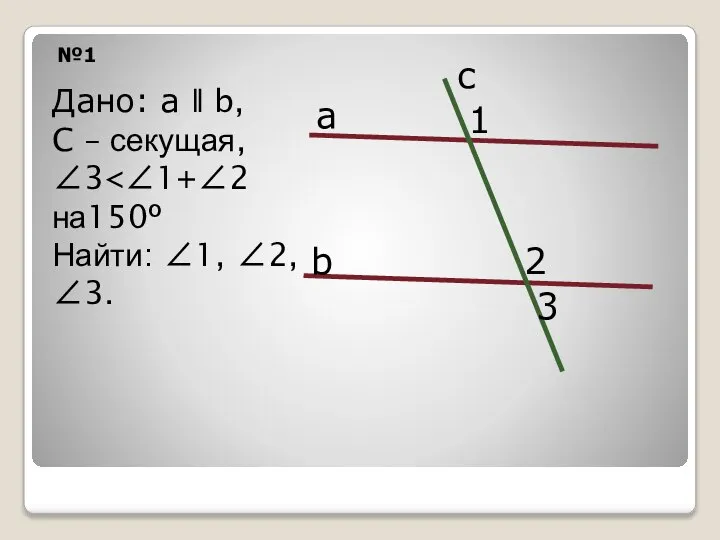 №1 а b c 1 2 3 Дано: а ǁ b,