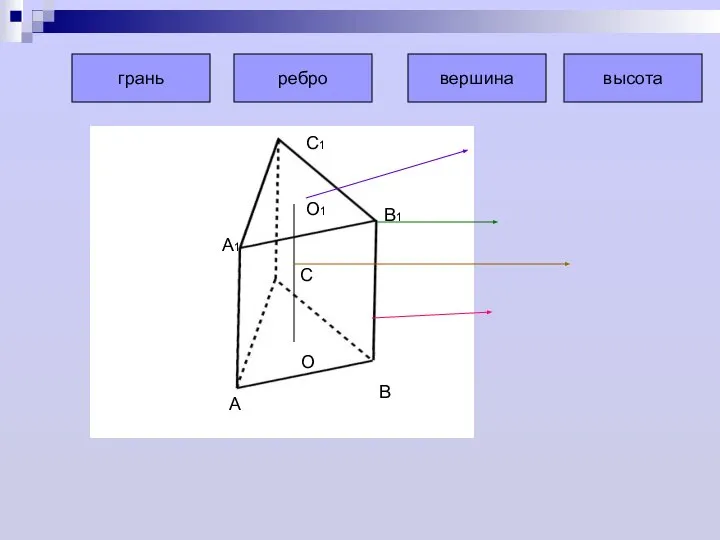 А В С А1 В1 С1 О О1 грань ребро вершина высота