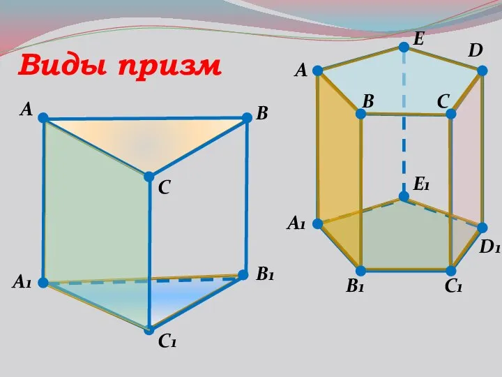 A B C1 D A1 B1 D1 C Виды призм E