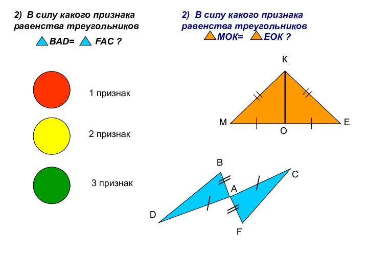 2) В силу какого признака равенства треугольников BAD= FAC ? 1