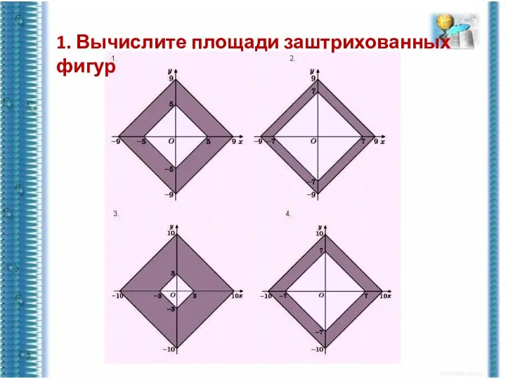 1. Вычислите площади заштрихованных фигур