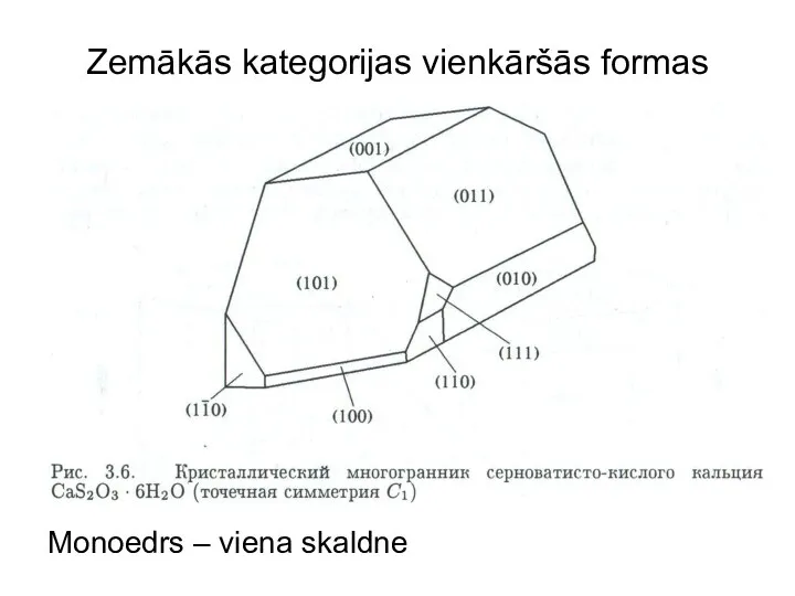 Zemākās kategorijas vienkāršās formas Monoedrs – viena skaldne