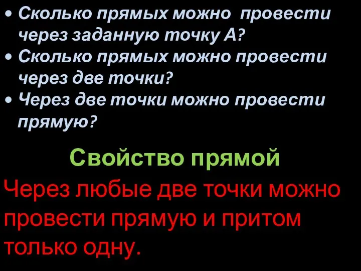 Сколько прямых можно провести через заданную точку А? Сколько прямых можно