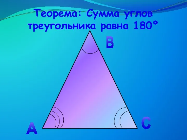 А В С Теорема: Сумма углов треугольника равна 180º