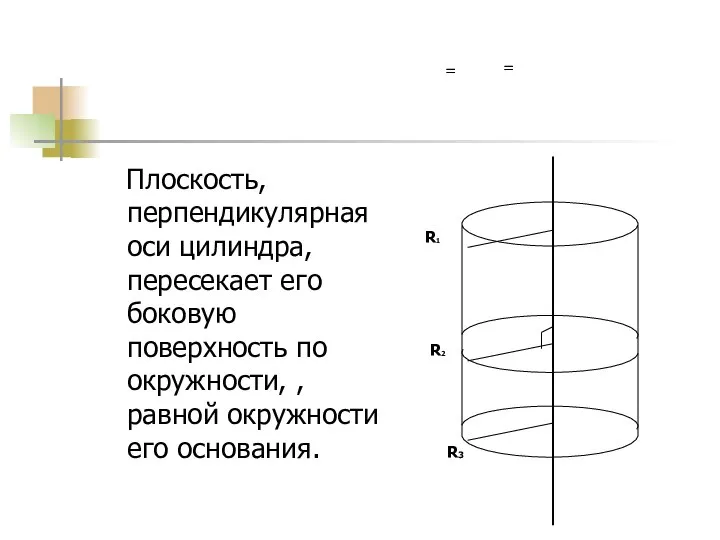 Плоскость, перпендикулярная оси цилиндра, пересекает его боковую поверхность по окружности, ,