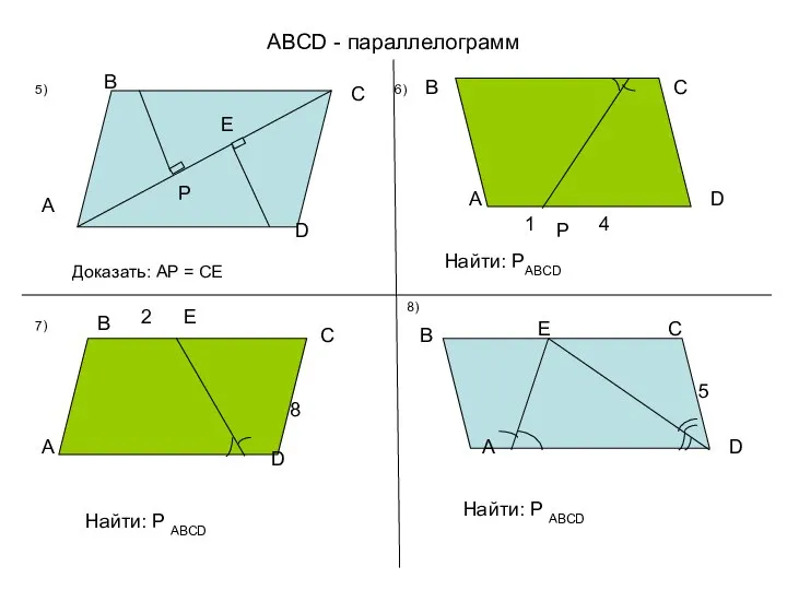 ABCD - параллелограмм Доказать: AP = CE A B C D