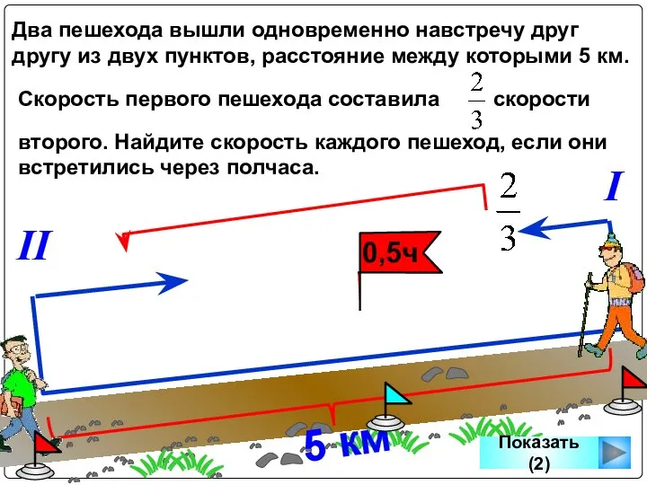 Два пешехода вышли одновременно навстречу друг другу из двух пунктов, расстояние