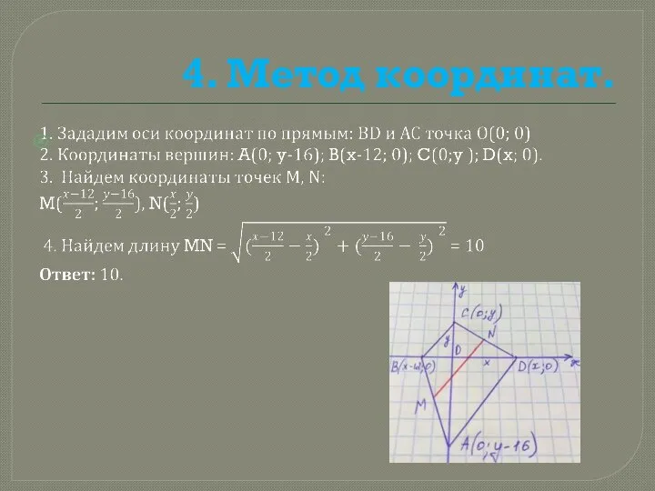 4. Метод координат.