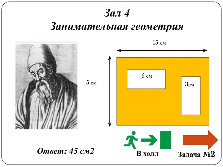 Зал 4 Занимательная геометрия 5 см 15 см 5 см 3см