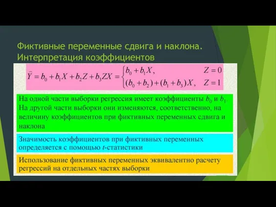 Фиктивные переменные сдвига и наклона. Интерпретация коэффициентов