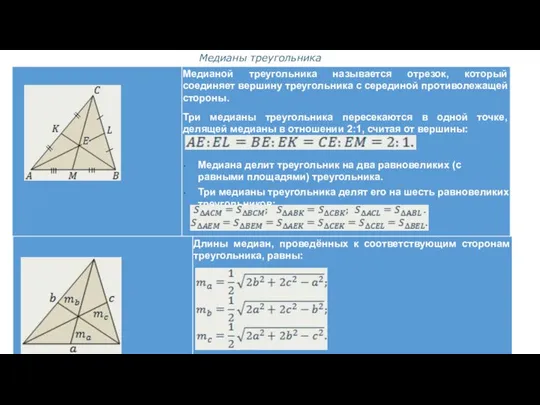 Медианы треугольника