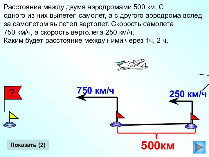 Расстояние между двумя аэродромами 500 км. С одного из них вылетел