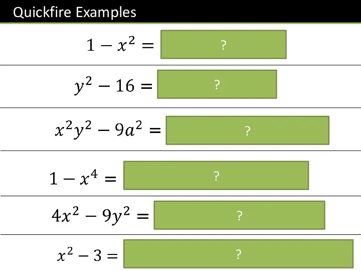 ? ? ? ? ? (Strictly speaking, this is not a valid factorisation) ?