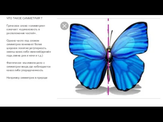ЧТО ТАКОЕ СИММЕТРИЯ ? Греческое слово «симметрия» означает «одинаковость в расположение
