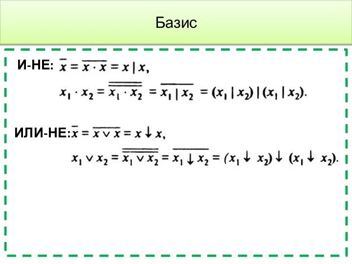 Базис И-НЕ: ИЛИ-НЕ: