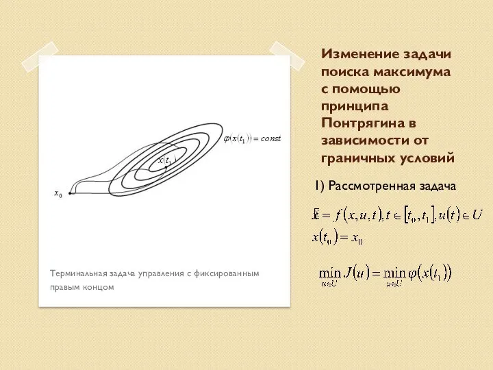 Изменение задачи поиска максимума с помощью принципа Понтрягина в зависимости от