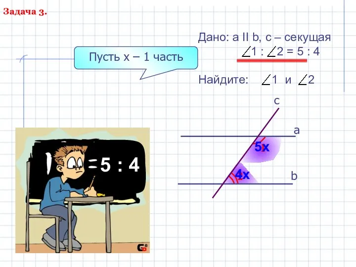 2 1 b а c Дано: а II b, с –