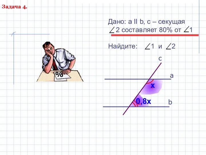 2 1 b а c Дано: а II b, с –