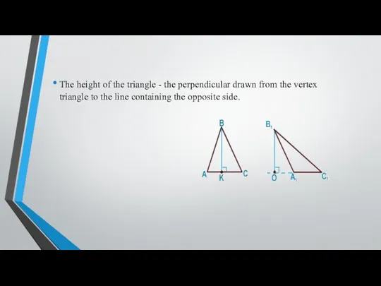 The height of the triangle - the perpendicular drawn from the