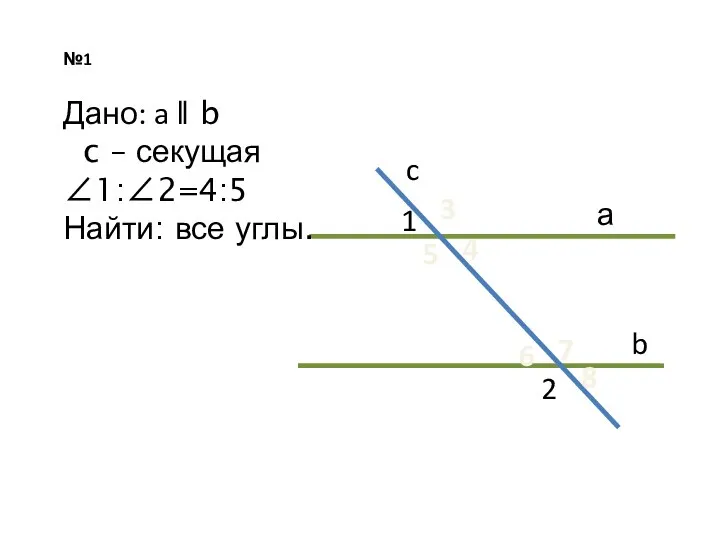 №1 а b c 1 2 Дано: a ǁ b c