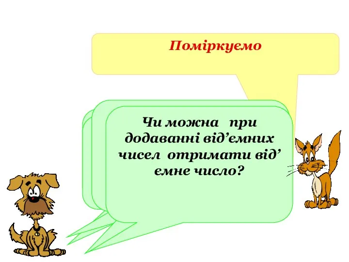 Поміркуємо Що ви помітили, виконуючи обчислення? Чи можна при додаванні від’ємних