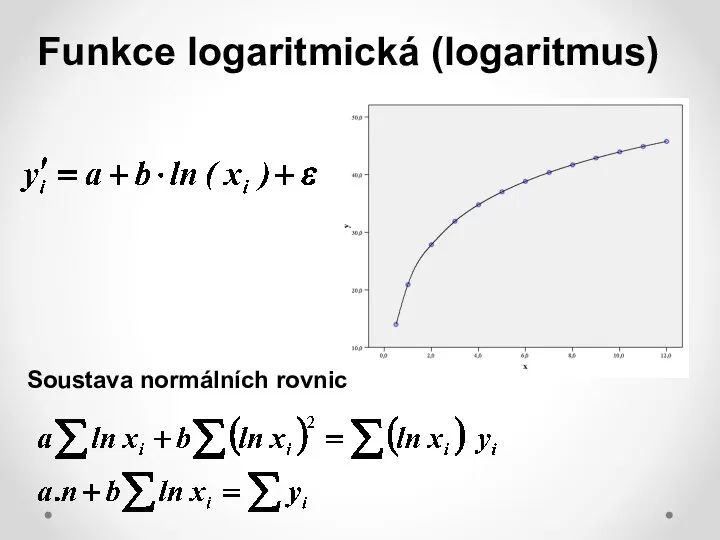 Funkce logaritmická (logaritmus) Soustava normálních rovnic