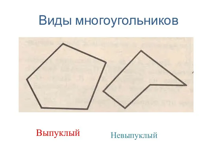 Виды многоугольников Выпуклый Невыпуклый